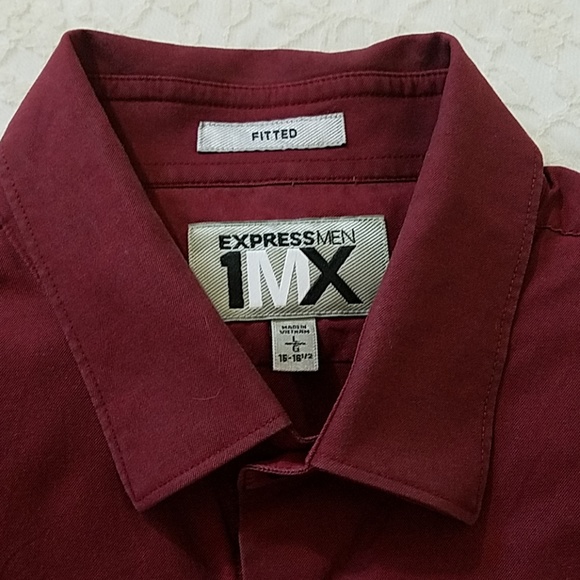 Express 1MX Mens Fitted Burgundy Color Dress Shirt Large - Picture 4 of 5